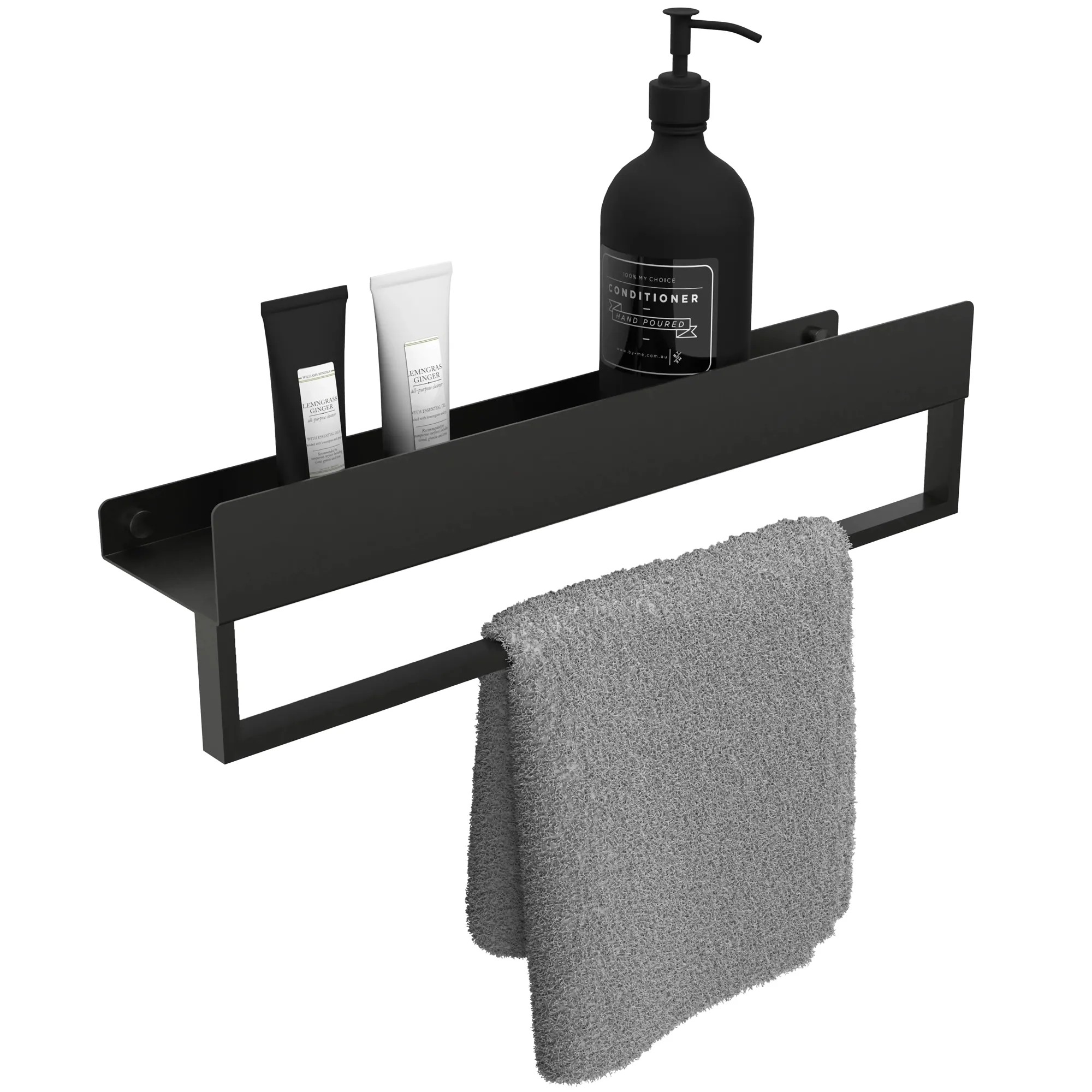REA badeværelseshylde til badekar SF01-450-B 45cm Sort, 45x9x11cm