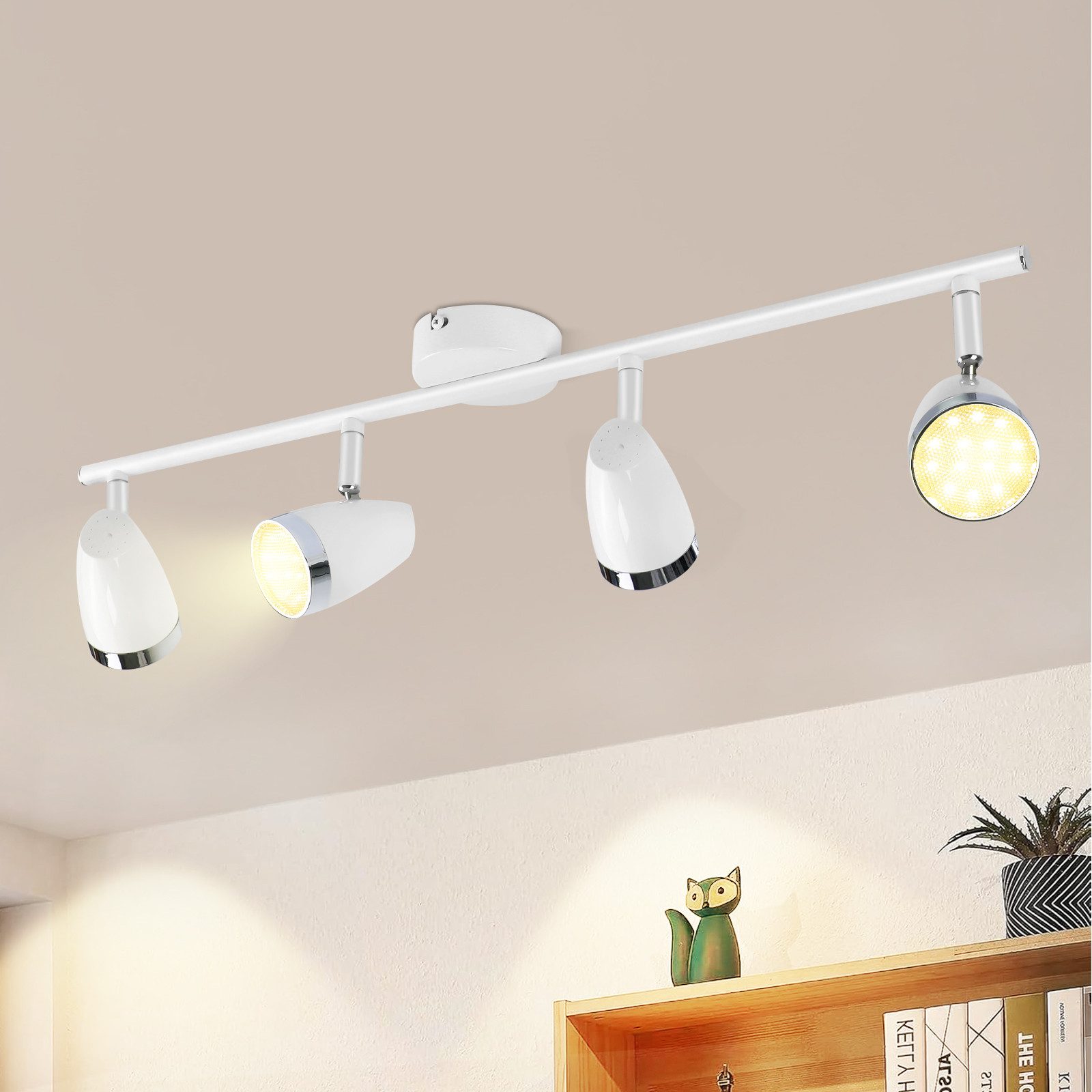 NETTLIFE LED loftspotlight 4 lamper moderne 4W hvid varm hvid 3000K