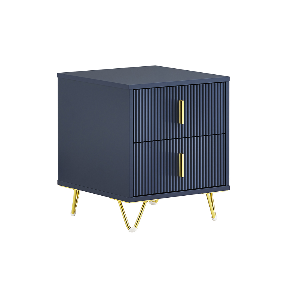 SoBuy FBT115-B Sengebord, Sengebord med 2 skuffer, Moderne sidebord til soveværelse og stue, Blå B40 x D40 x H47 cm