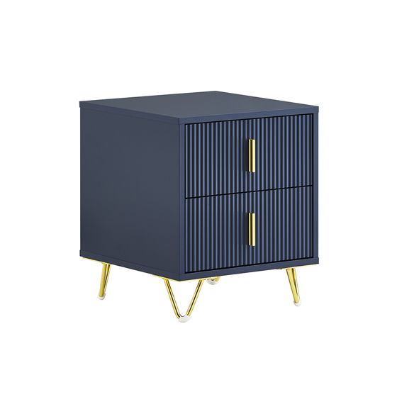 SoBuy FBT115-B Sengebord, Sengebord med 2 skuffer, Moderne sidebord til soveværelse og stue, Blå B40 x D40 x H47 cm