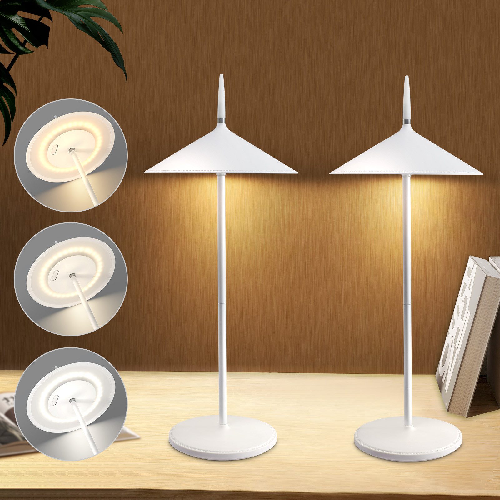 NETTLIFE Batteridrevet bordlampe LED - natlampe, 2 stk. ledningsfri bordlamper 1800mh A, genopladelig, touch, dæmpbar, moderne IP44