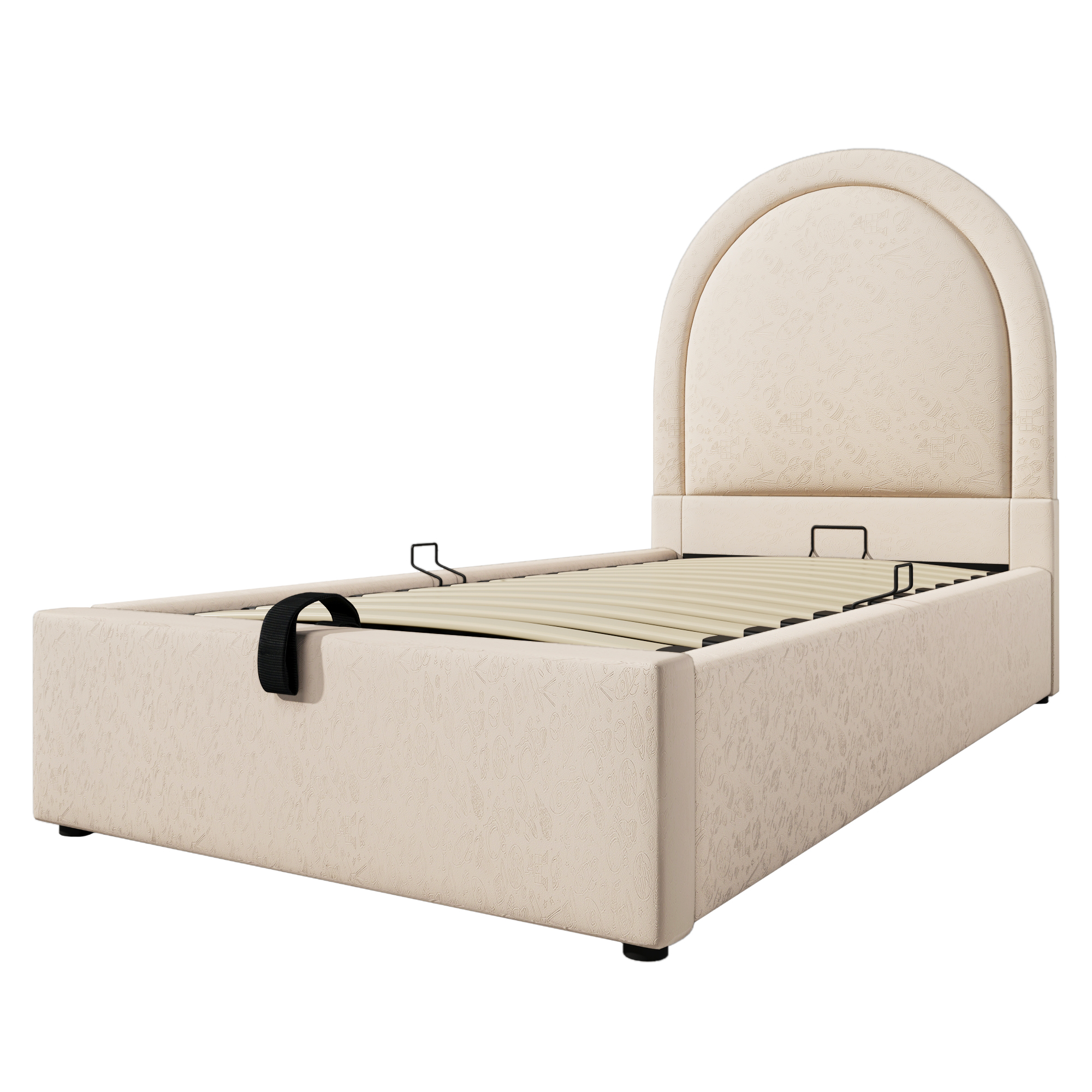 Børneseng 90 x 200 cm, Beige PU, Kosmisk Mønster
