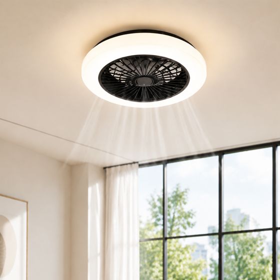 NETTLIFE Loftventilator med LED-lys, lydløs og fjernbetjening 40 W, justerbar lysstyrke, 6 hastigheder og timer