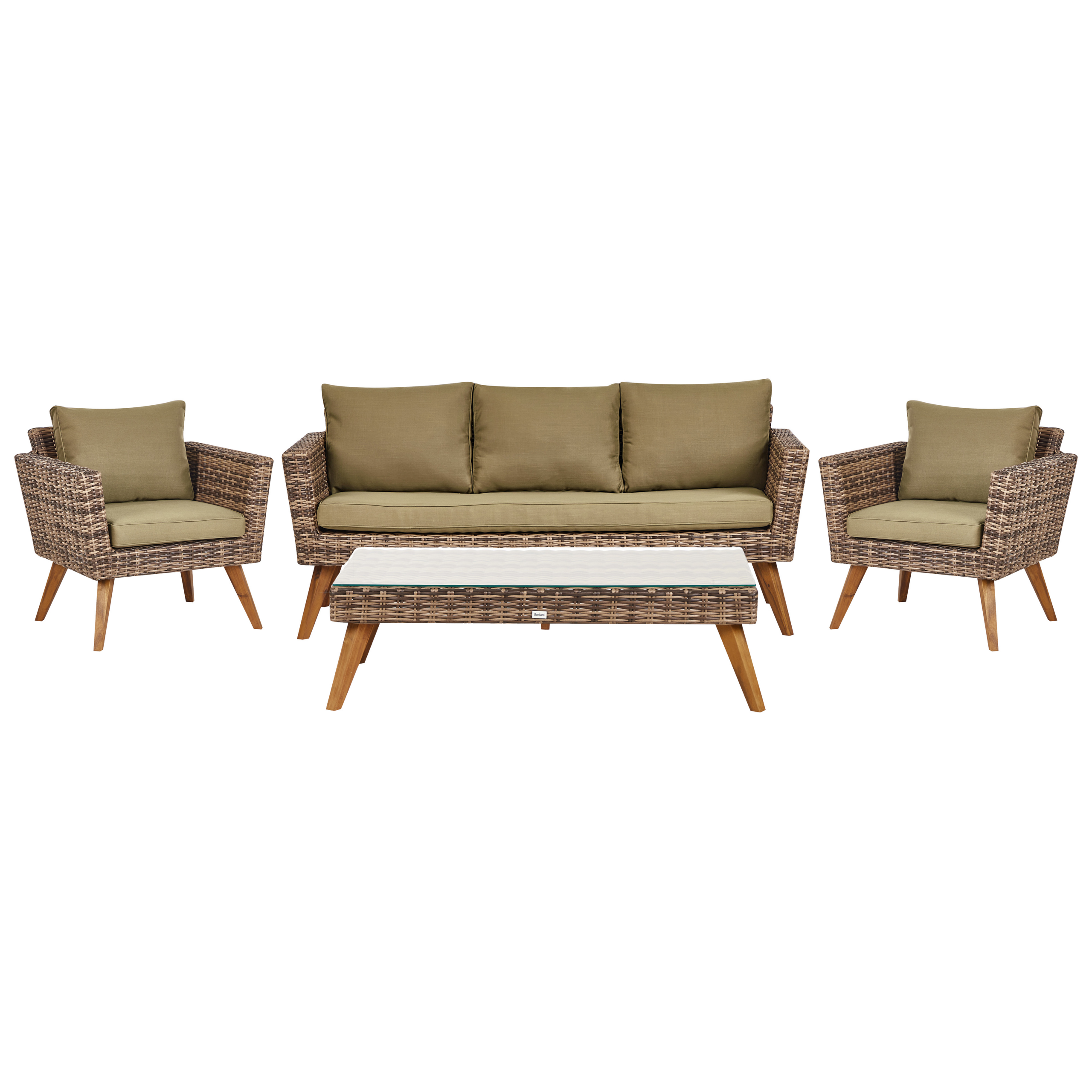 Loungesæt med bord 5 personers VITTORIA XL PE-rattan Olivengrøn