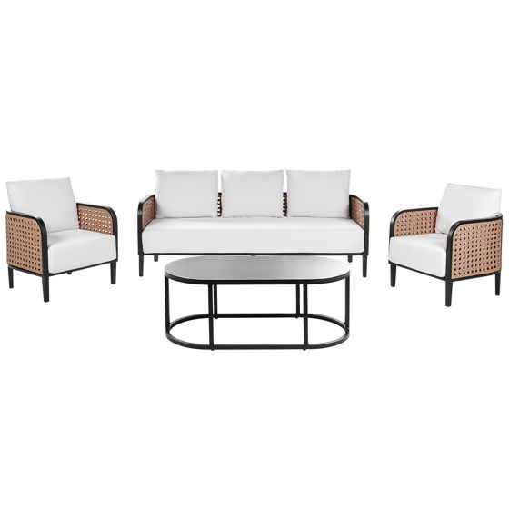 Loungesæt med bord 5 personers MONTEFALCO Metal Hvid