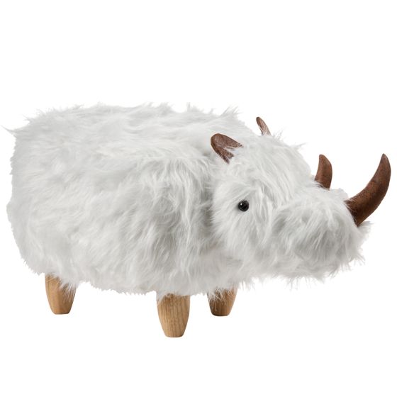 Dyrepuf WOOLLY Næsehorn Kunstig pels Hvid