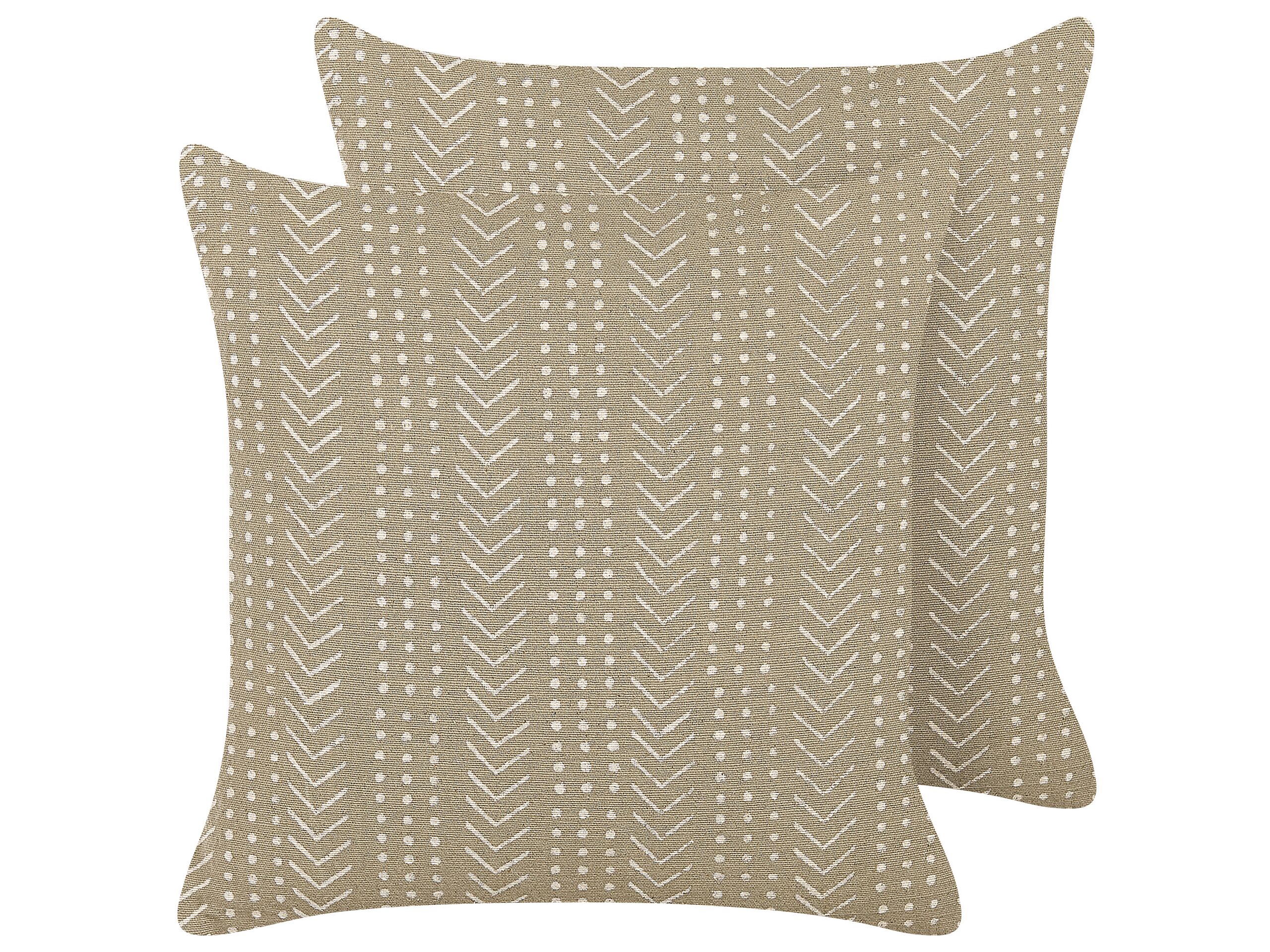 Sæt af 2 pyntepuder SENECIO 45 x 45 cm Bomuld Beige Geometrisk mønster