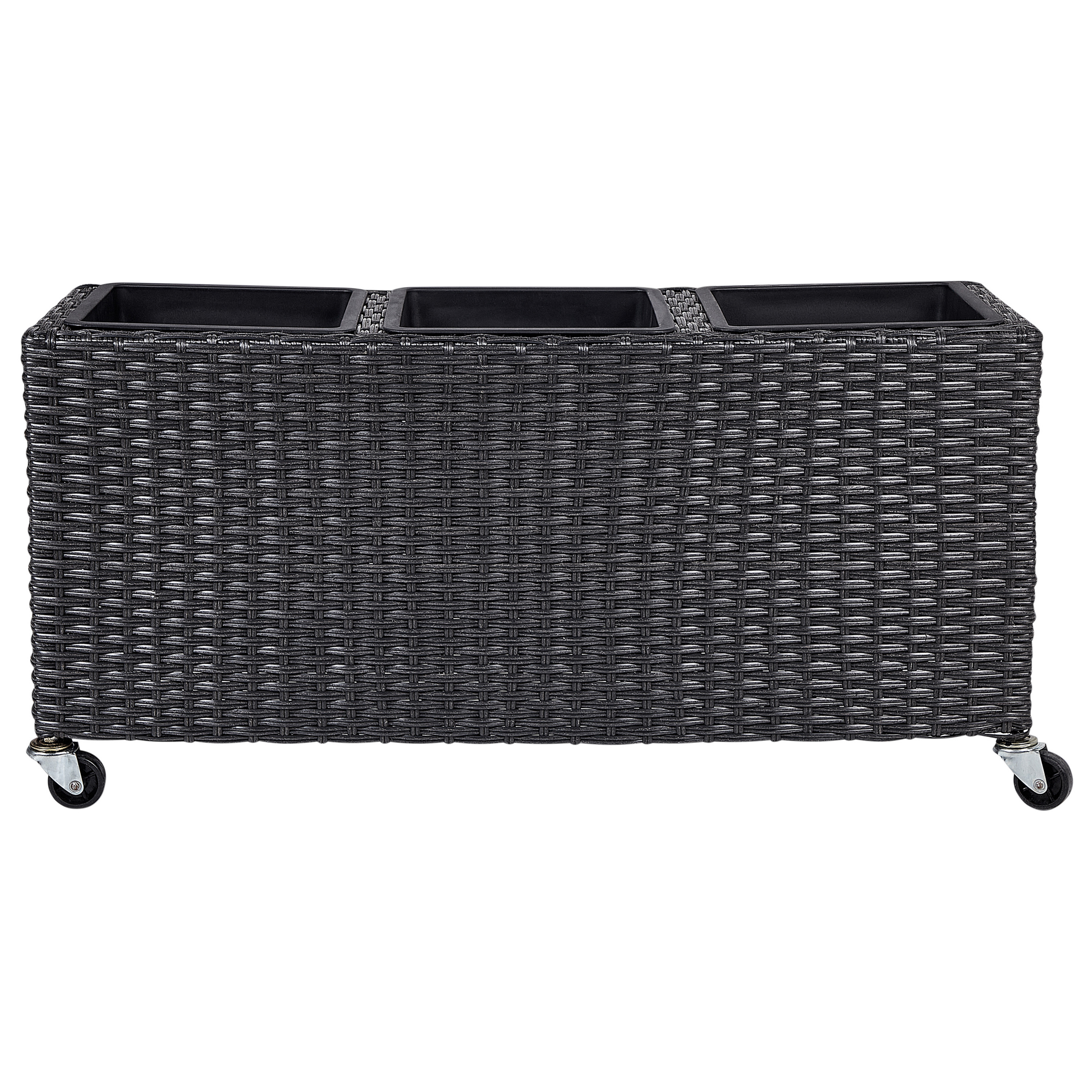 Urtepotte BELLIS 82 cm PE-rattan Sort