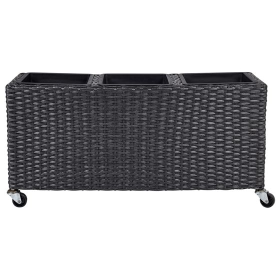 Urtepotte BELLIS 82 cm PE-rattan Sort
