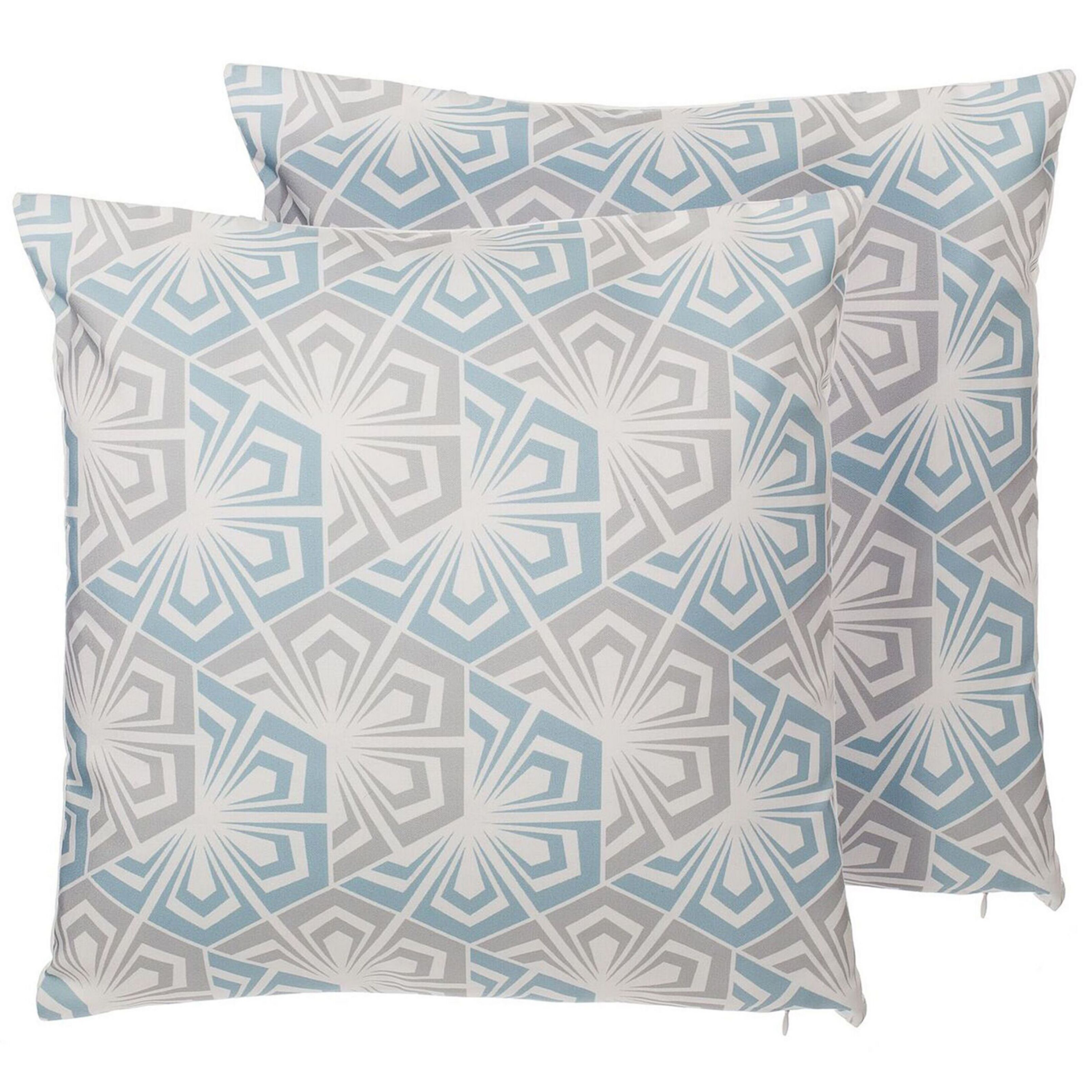 Sæt af 2 pyntepuder PRIMROSE 45 x 45 cm Himmelblå Ikat