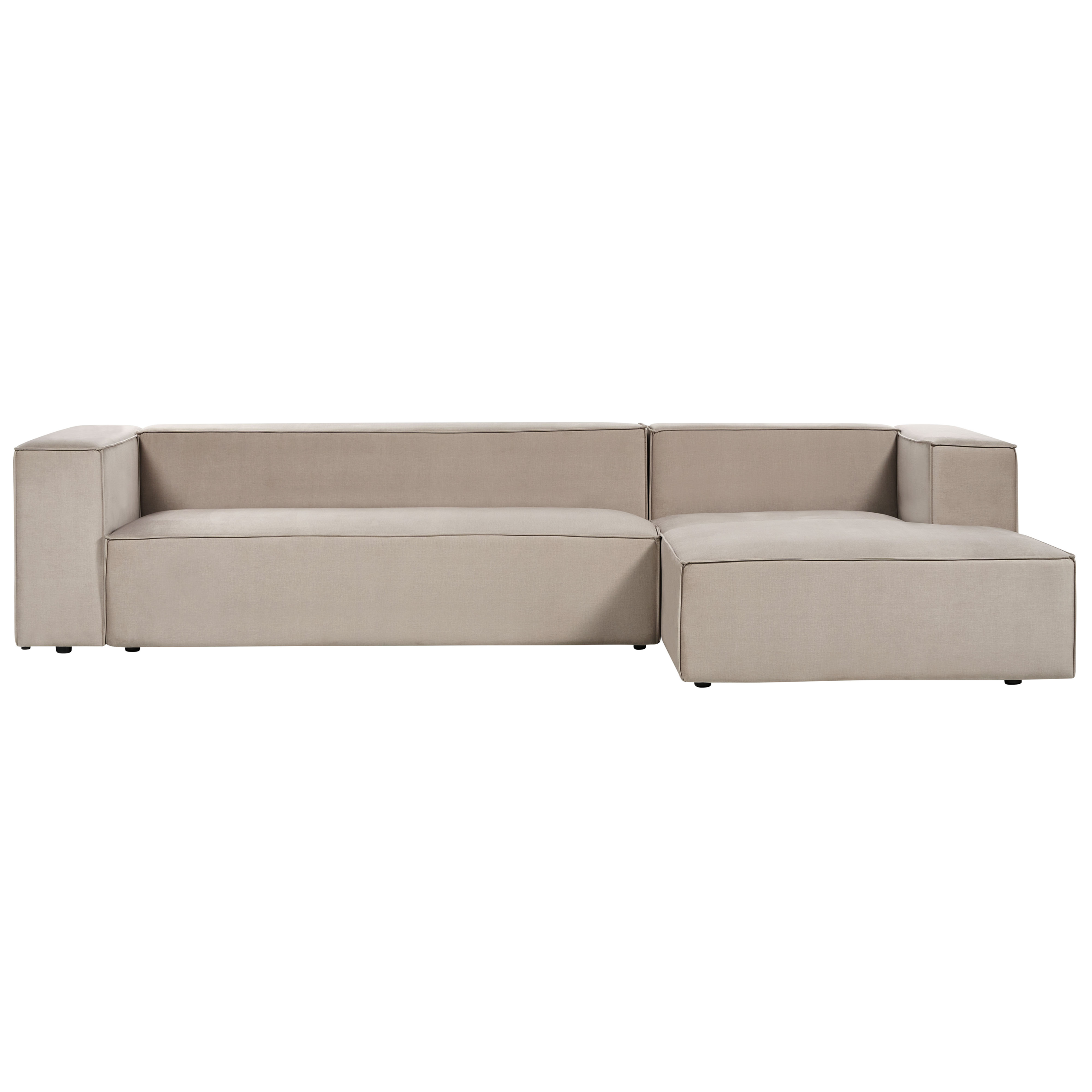 Hjørnesofa 3 personers VERNON Velour Beige Venstrevendt