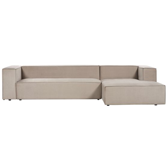 Hjørnesofa 3 personers VERNON Velour Beige Venstrevendt