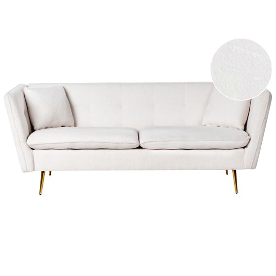 Sofa 3 personers FREDERICA Boucle Cremehvid