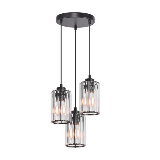 NETTLIFE Krystal Bordlampe Trehovedet Moderne Olohuessa Sort E27 Pendelbelysning