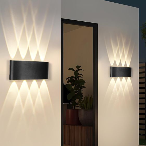 NETTLIFE LED - væglampe, til indendørs brug: 2 stk., sort, udendørs væglamper, op og ned, 7W, IP65