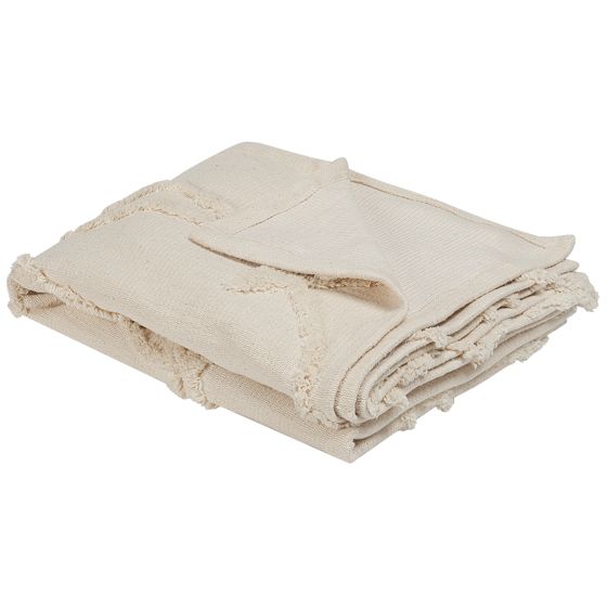 Plaid ACACIA Bomuld 130 x 160 cm Beige