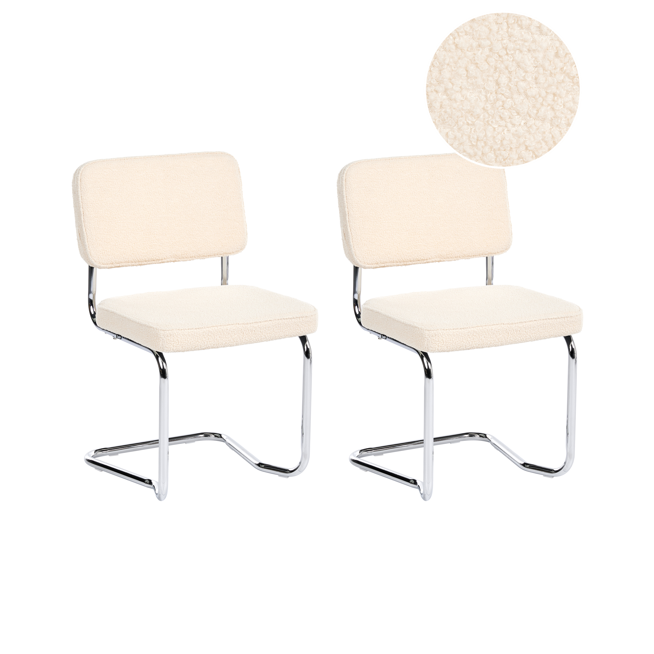 Sæt med 2 spisebordsstole IRWIN Boucle Lys Beige