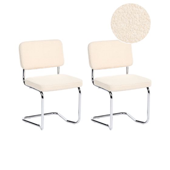 Sæt med 2 spisebordsstole IRWIN Boucle Lys Beige