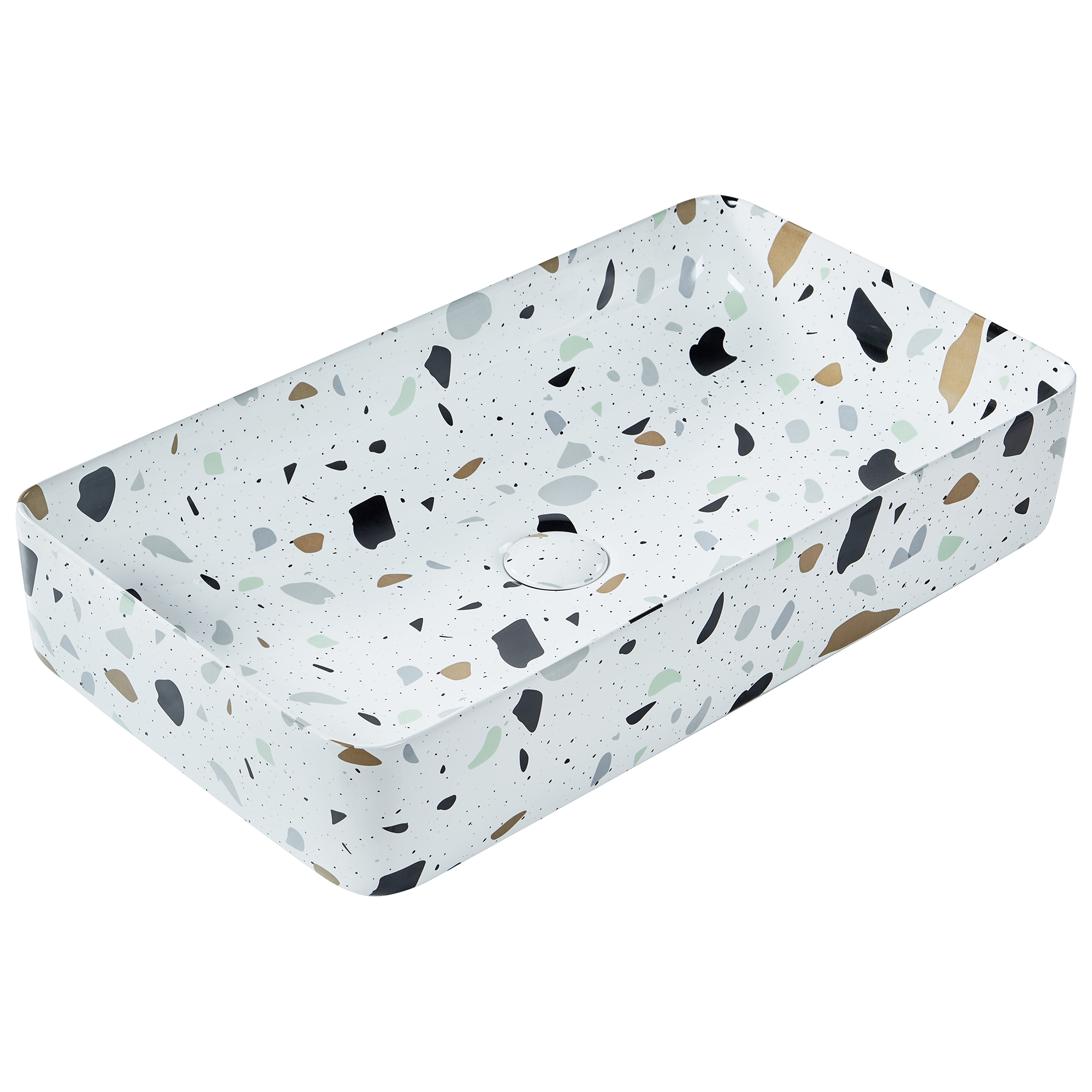 Vask til bordplade NULES 51 x 34 cm Keramik Terrazzo effekt Hvid