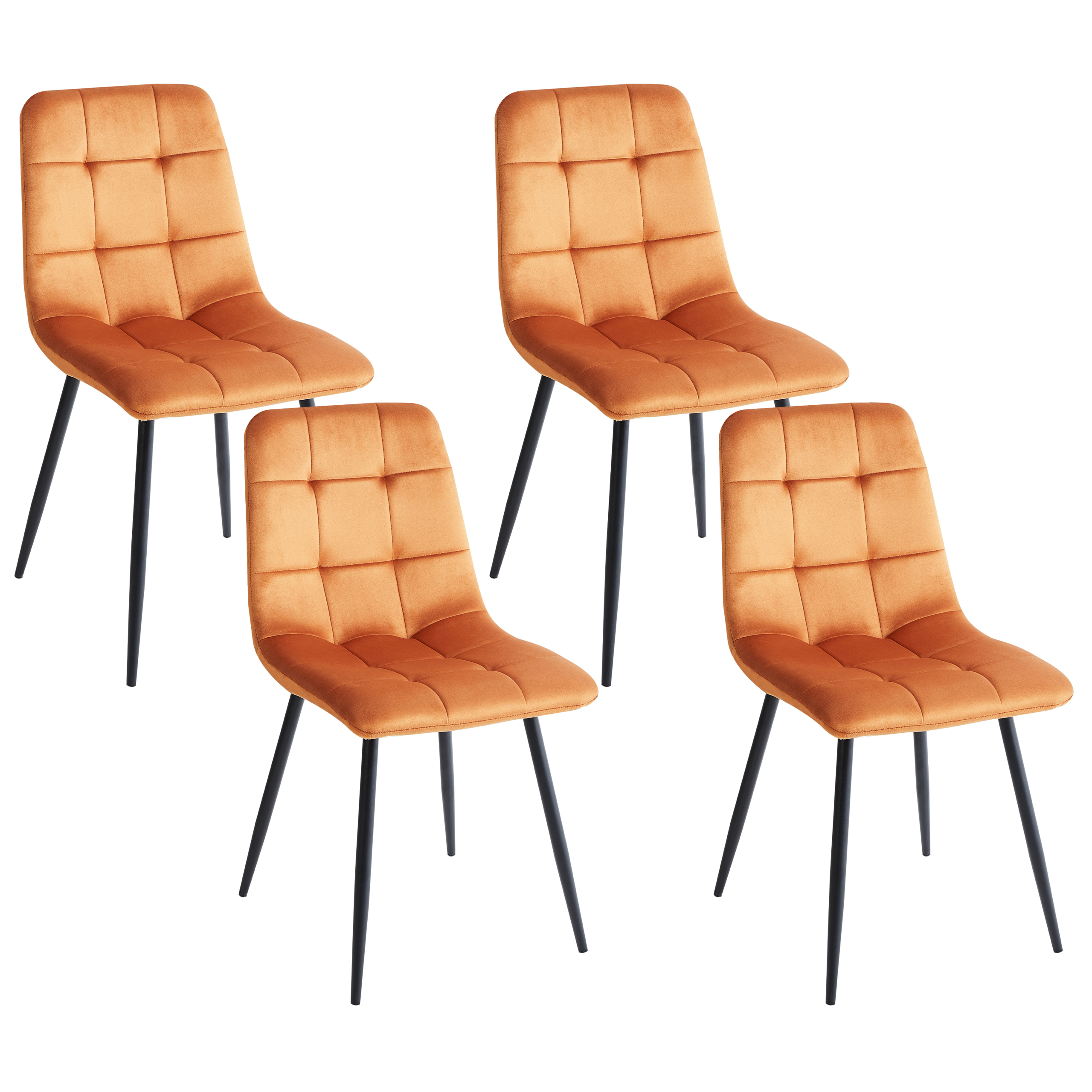 Sæt med 4 spisebordsstole POWELL Velour Orange