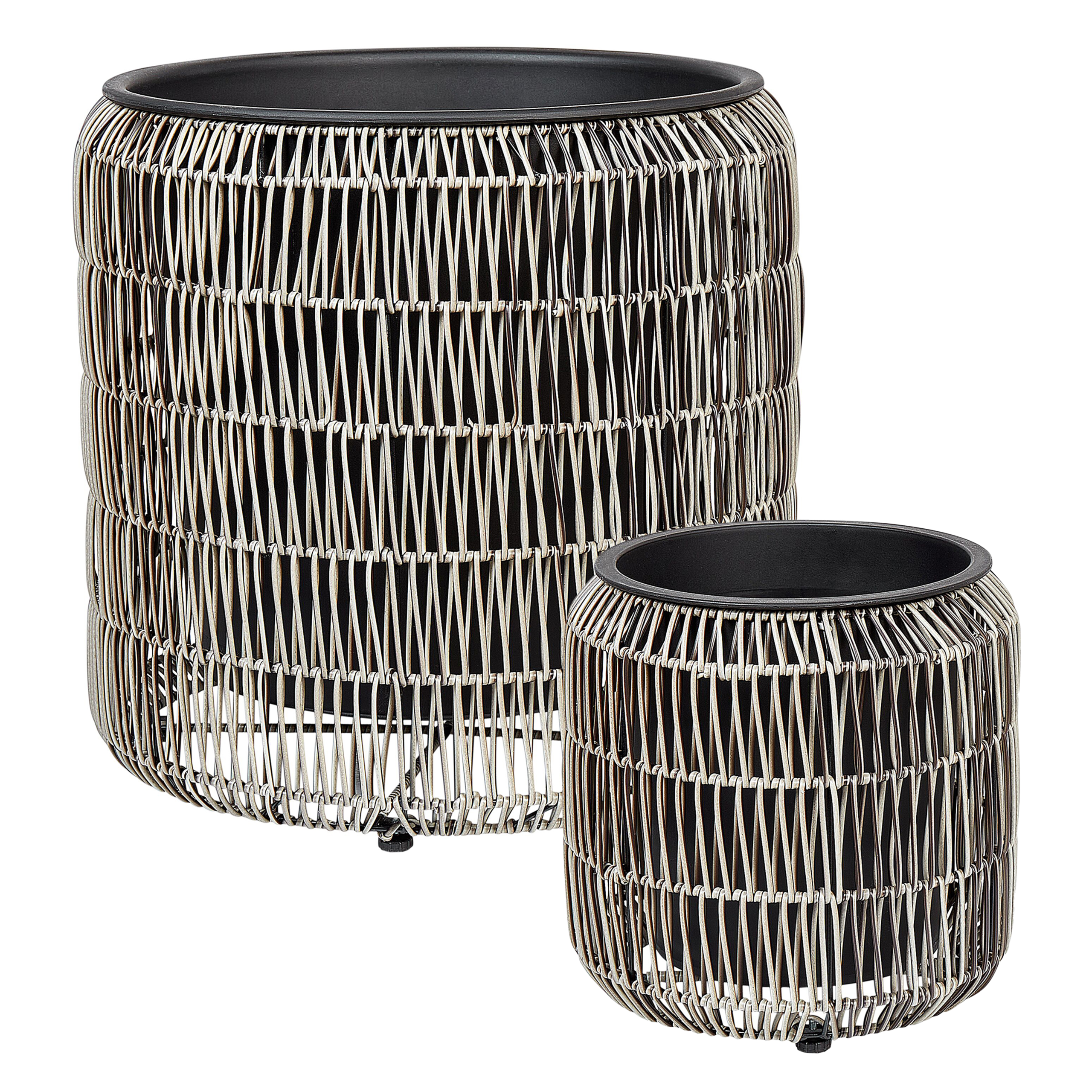 Sæt med 2 plantekrukker BRODIEA 26/45 cm PE-rattan Lysebrun