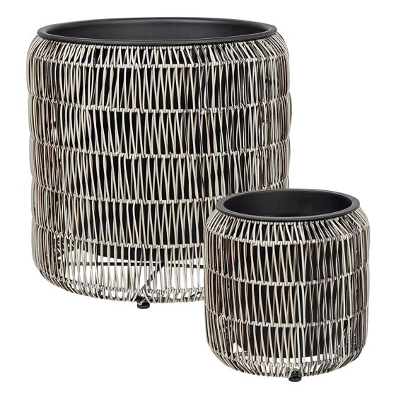Sæt med 2 plantekrukker BRODIEA 26/45 cm PE-rattan Lysebrun