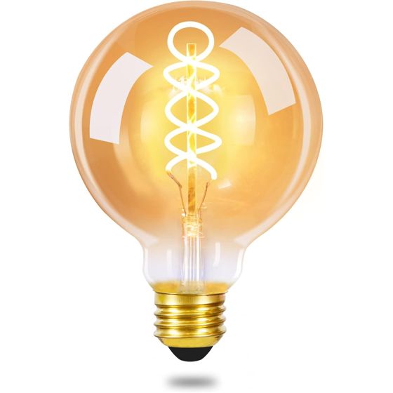NETTLIFE LED Edison - pære, retro-stil kuglepære, 4 W, G80, dekorative kuglepærer, varm hvid, 2200 K, LED