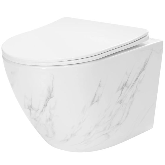 REA væghængt toilet CARLOS DUROPLAST/FLAT/ZM NATURE MARBLE Grå, 49,5x37x32cm