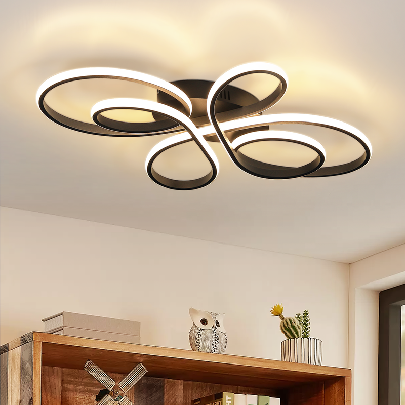 NETTLIFE LED loftlampe til soveværelse, loftlampe til stue: 30 W sort stuelampe 40 cm 3000 K