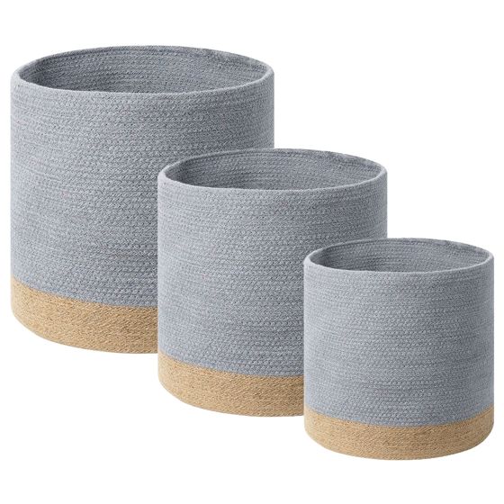 Sæt af 3 kurve BASIMA Bomuld Grå