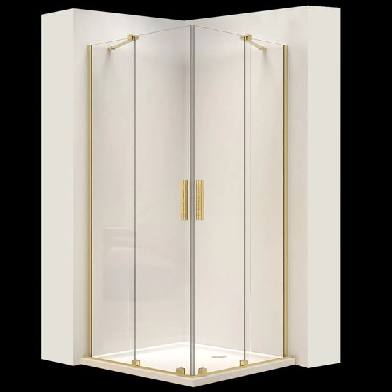 REA brusekabine MONTANA 90x90 Børstet guld, 90x90x200cm