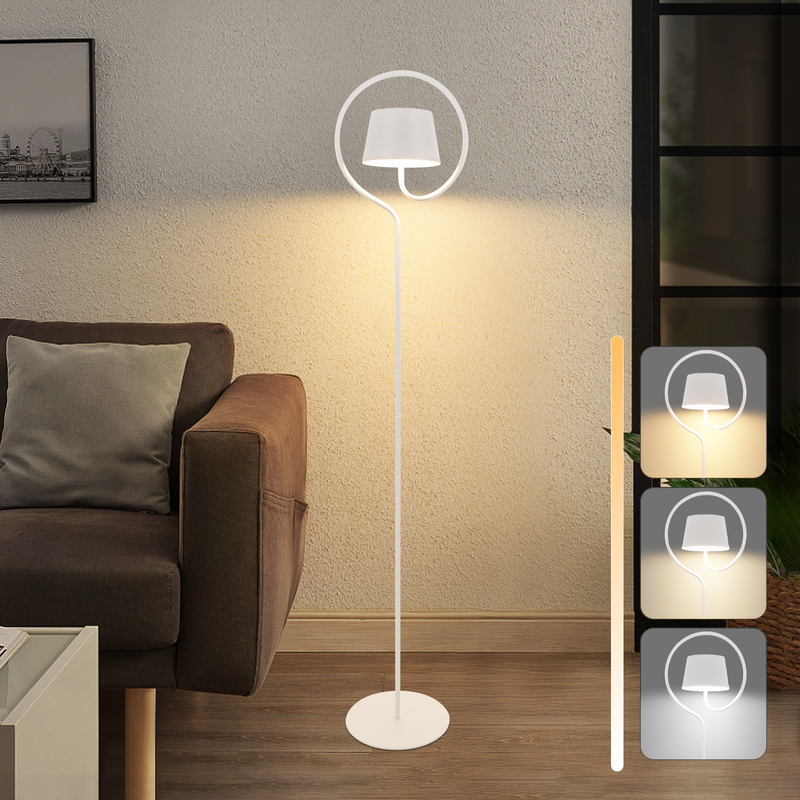 NETTLIFE 120 cm trådløs gulvlampe til udendørs brug og stue. Dæmpbar LED-belysning, solcelle og USB-C-opladning. Hvid