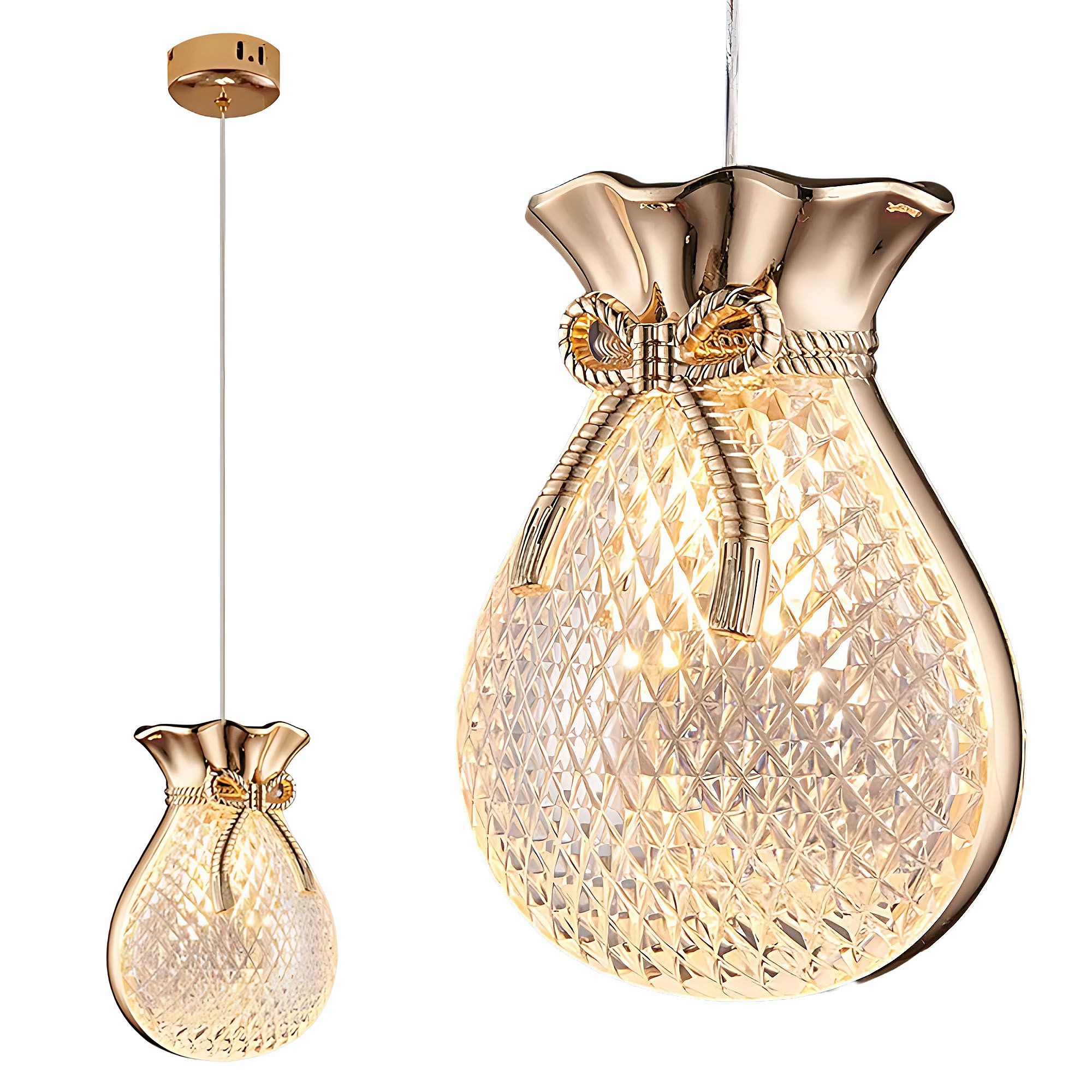 TOOLIGHT hængende loftlampe LHJ107-1CP GOLD Guld/Rosaguld 12x16x12cm