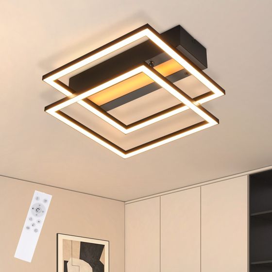 NETTLIFE LED - loftlampe til stuen, 2 rammer, sort, moderne, firkantet, dæmpbar, ideel til gangen