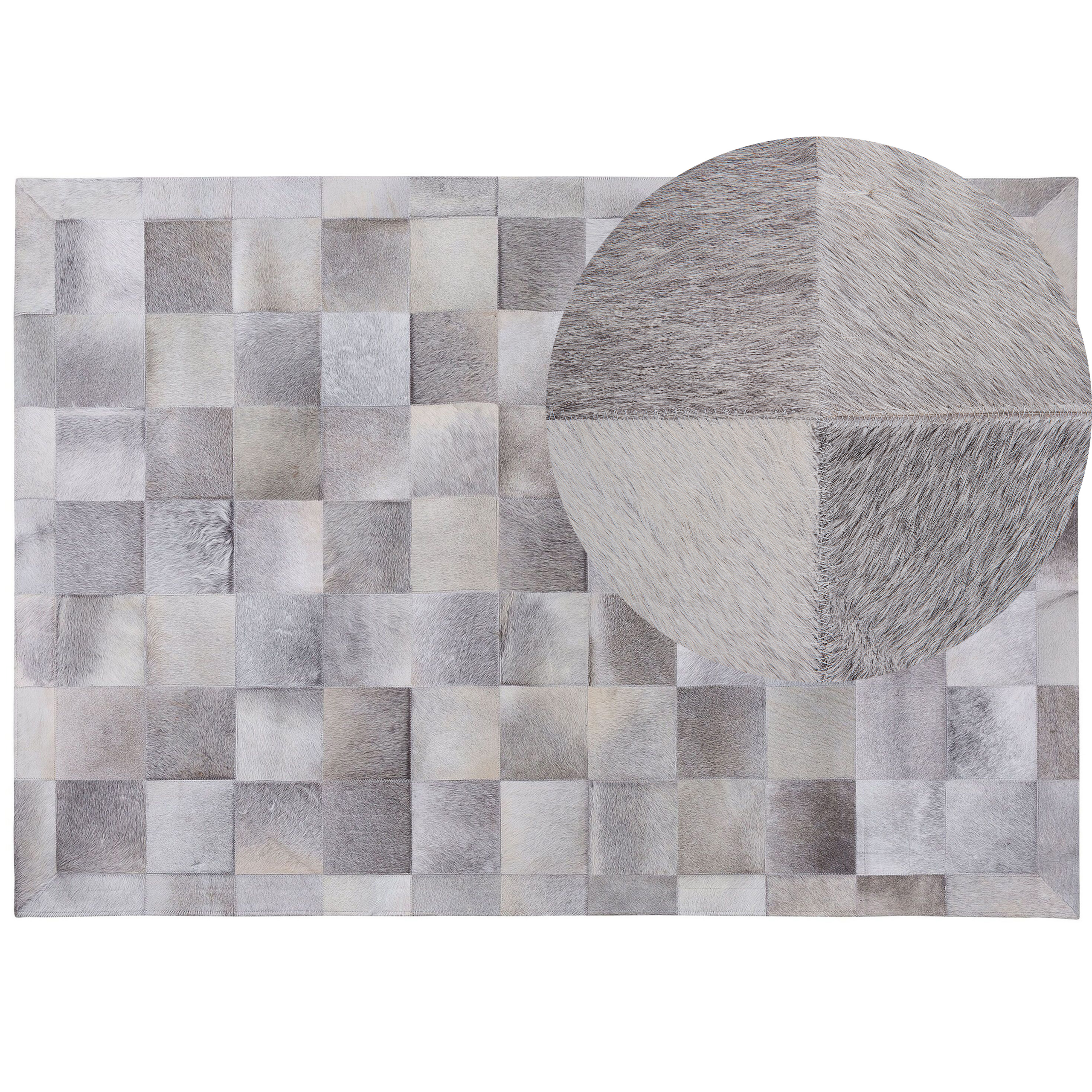 Gulvtæppe ALACAM Grå 160 x 230 cm Ægte læder