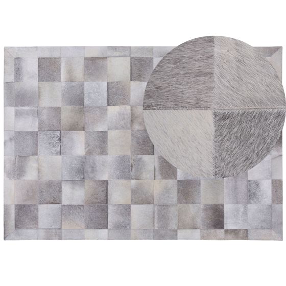 Gulvtæppe ALACAM Grå 160 x 230 cm Ægte læder