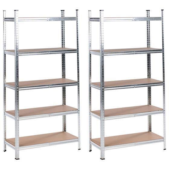 Sæt med 2 hylder til garagen XITTA 75 cm 150 cm Metal Sølv