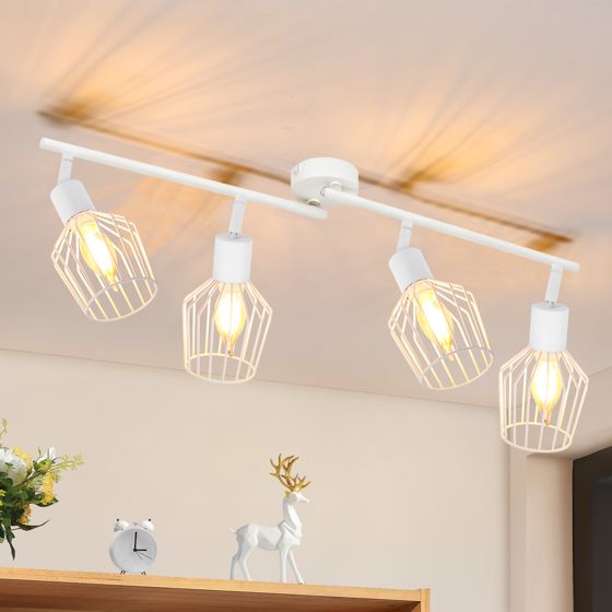 NETTLIFE 4 E14 - loftspotlight - metal, 350° drejelig industriel entrelampe, væglampe til entre og stue, hvid