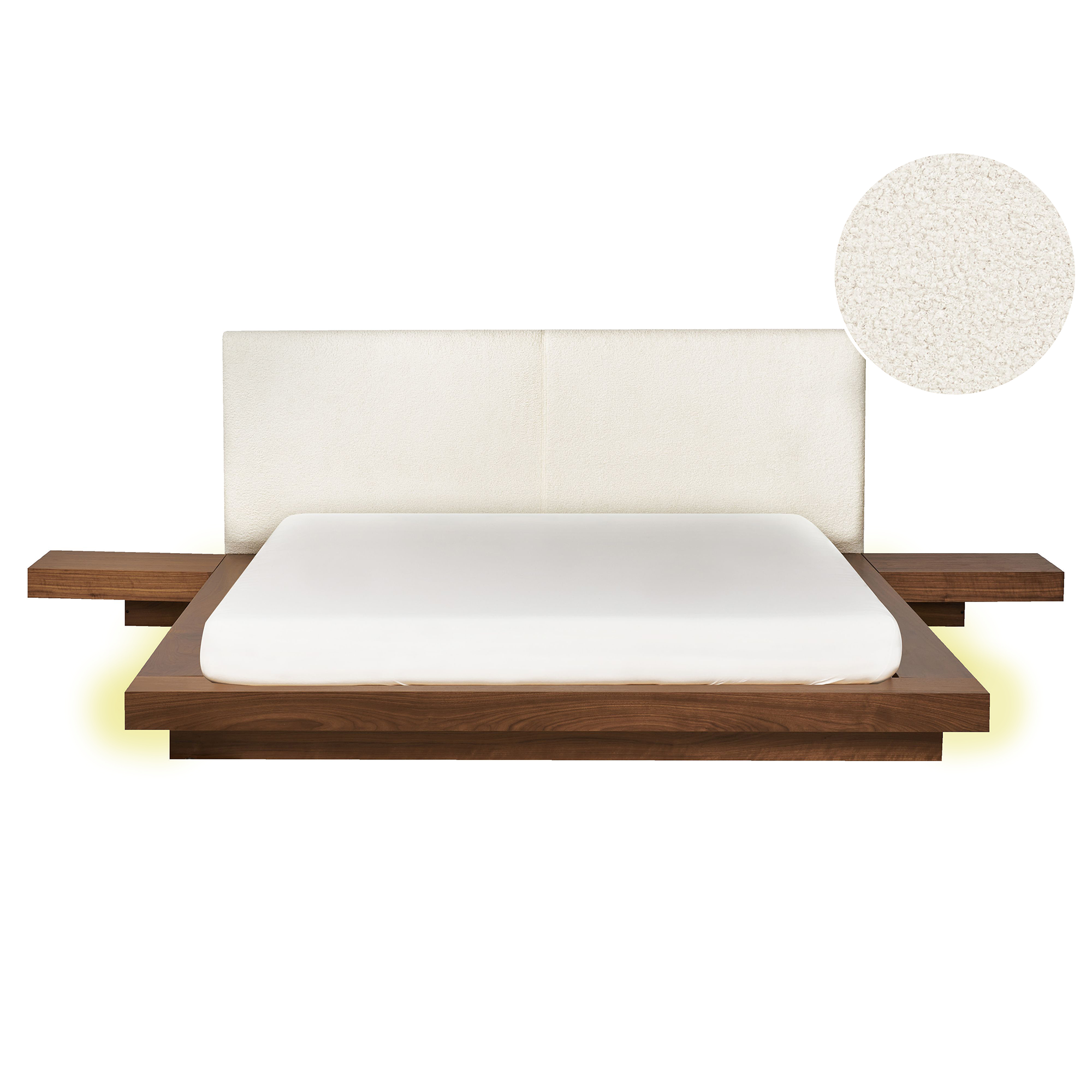 Seng med LED Boucle ZEN 160 x 200 cm LED Brun ask