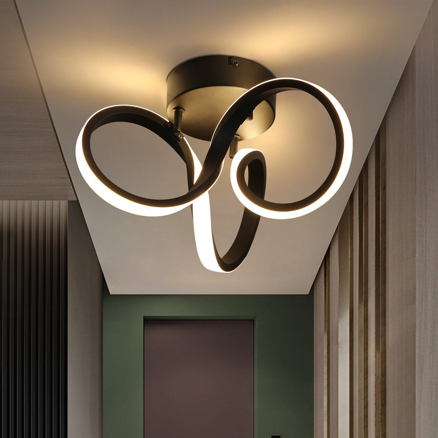 NETTLIFE LED loftlampe, sort, 31 cm, 19 W, 3000K varm hvid