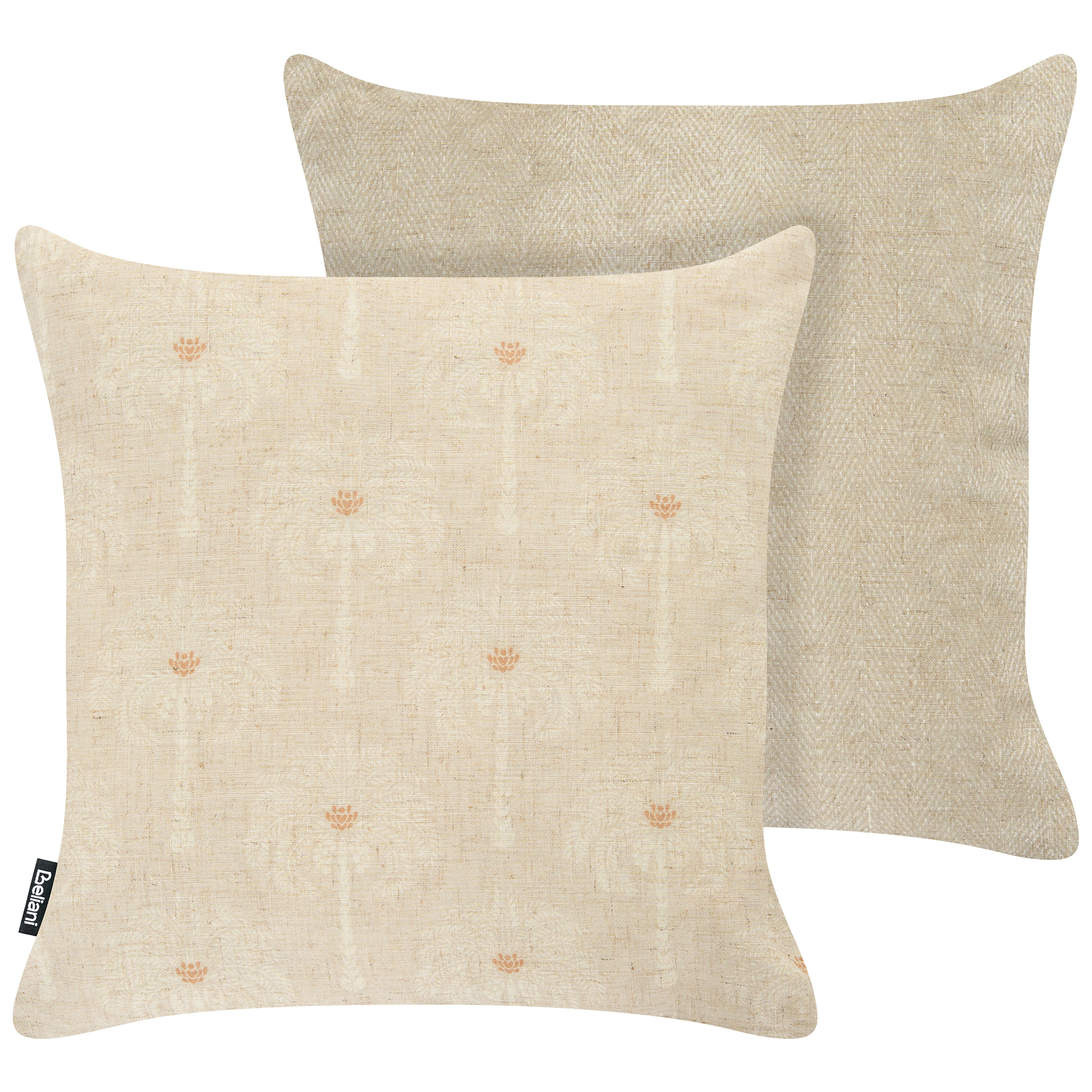 Sæt af 2 havehynder CALIA Plante mønster 45 x 45 cm Beige