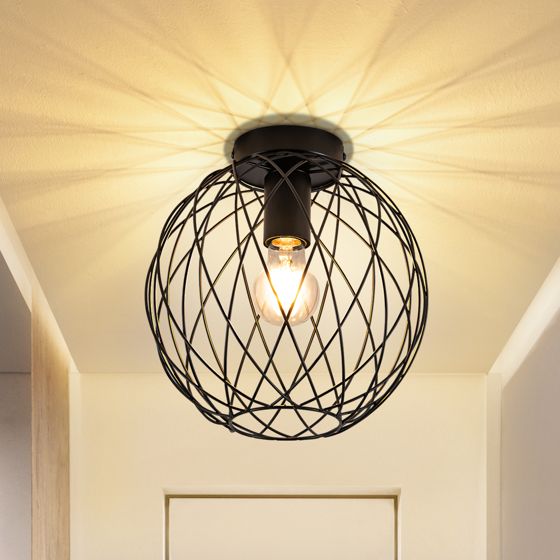 NETTLIFE - loftslampe, vintage - stil sort, industriel, loftslampe, entrelampe, E27, 1 lampe, retro, metalbur