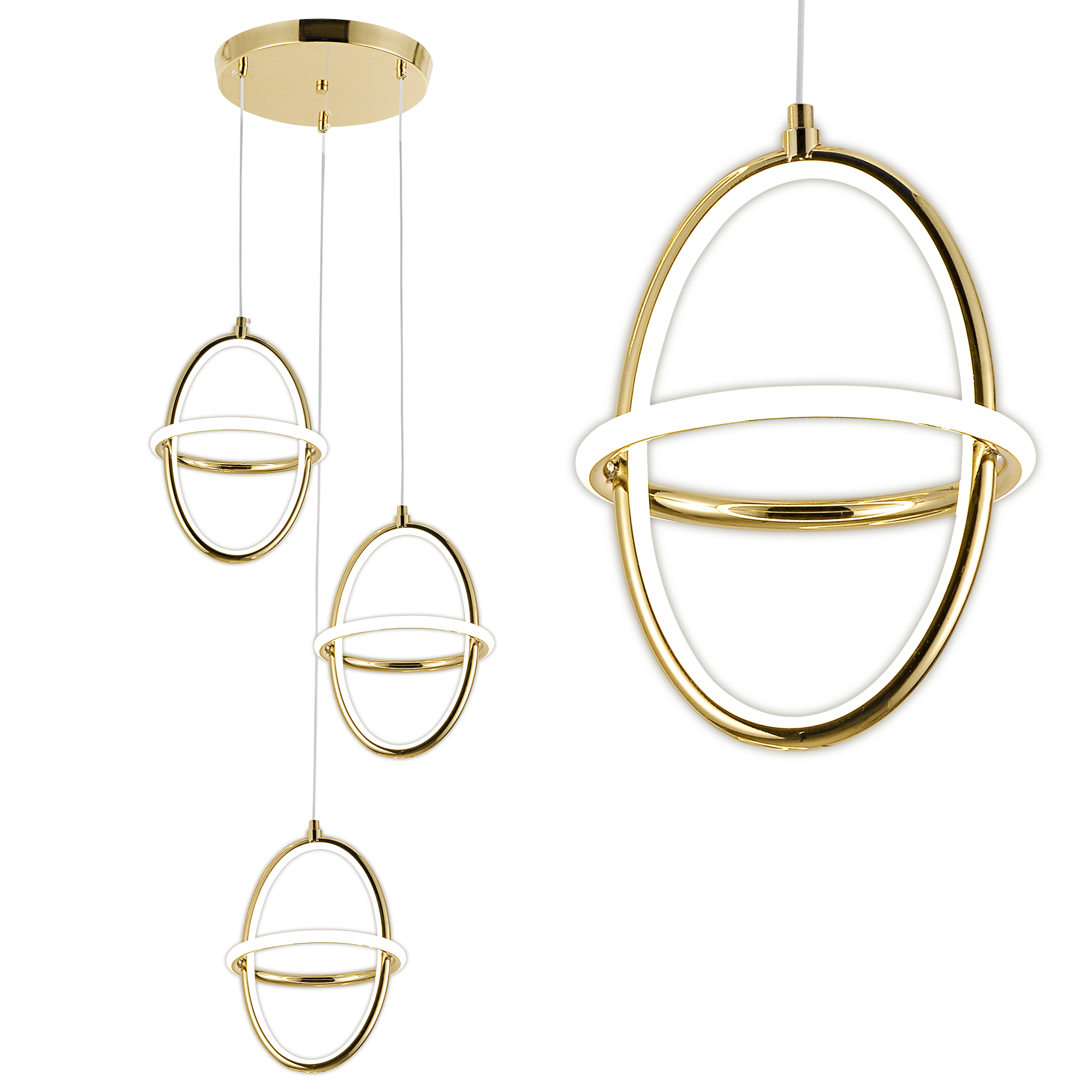 TOOLIGHT hængende loftlampe G064-3CPR LED Guld 130x19,5x27cm