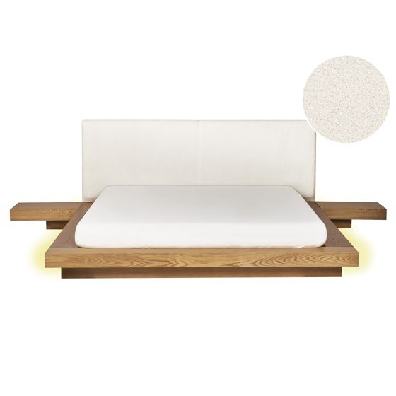 Seng med LED Boucle ZEN 160 x 200 cm LED Naturlig ask