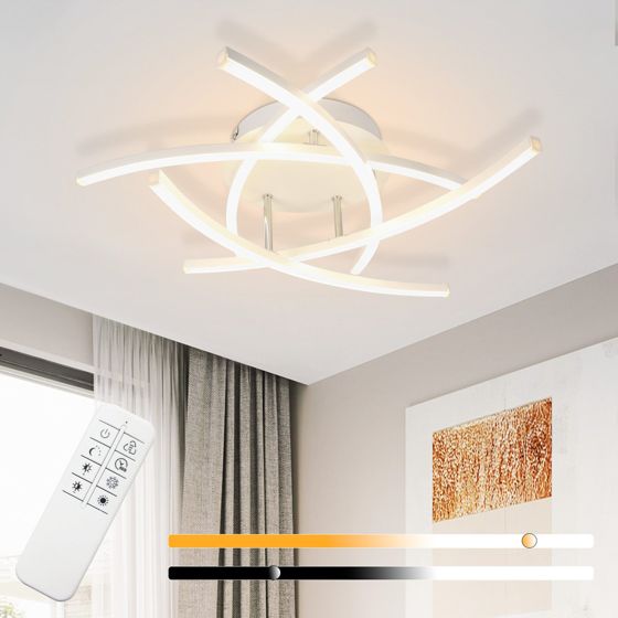 NETTLIFE LED - loftlampe til soveværelset, dæmpbar, 32 W, moderne hvid, metal, fjernbetjening