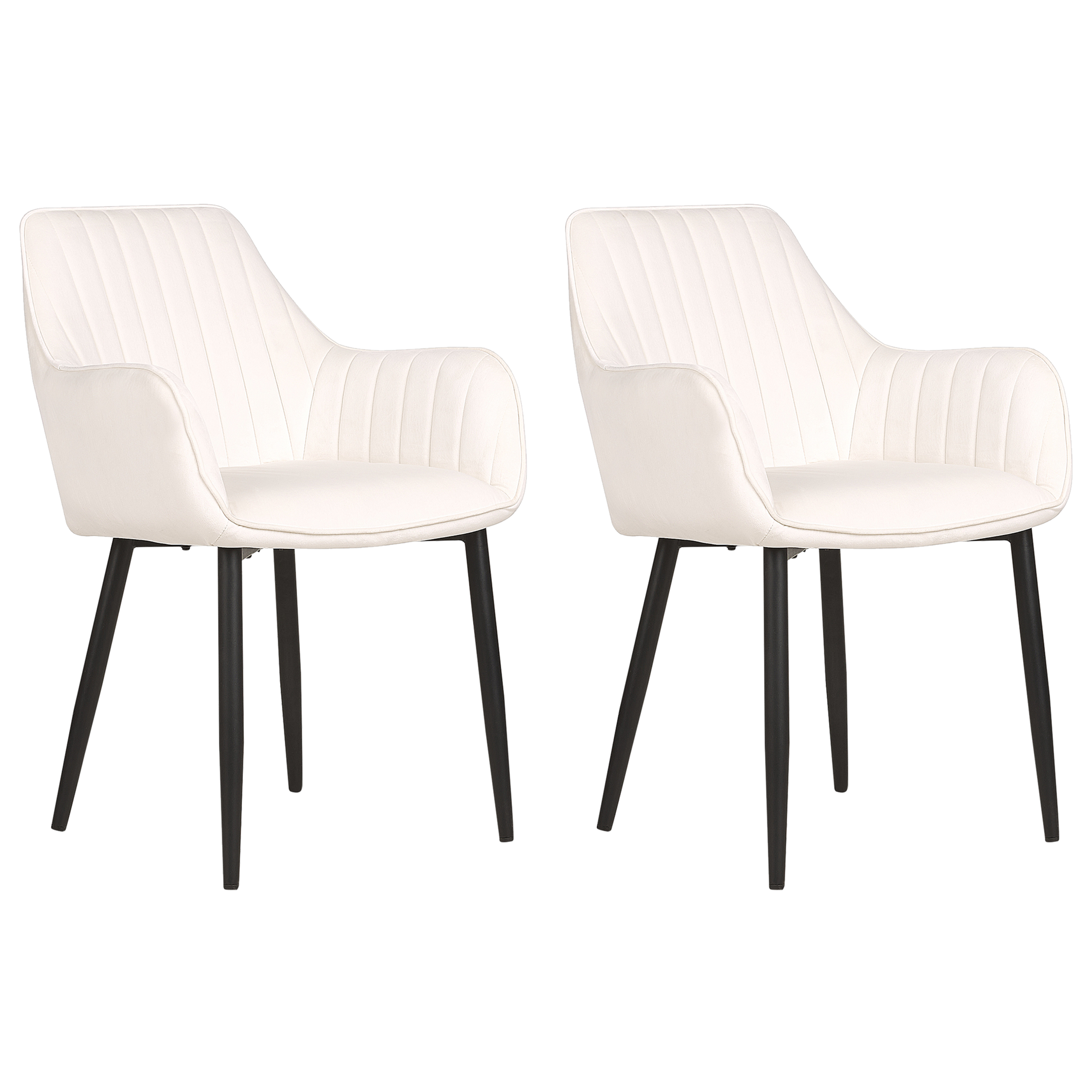 Sæt med 2 spisebordsstole WELLSTON Velour Cremehvid