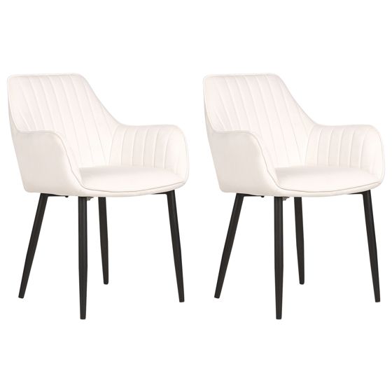 Sæt med 2 spisebordsstole WELLSTON Velour Cremehvid