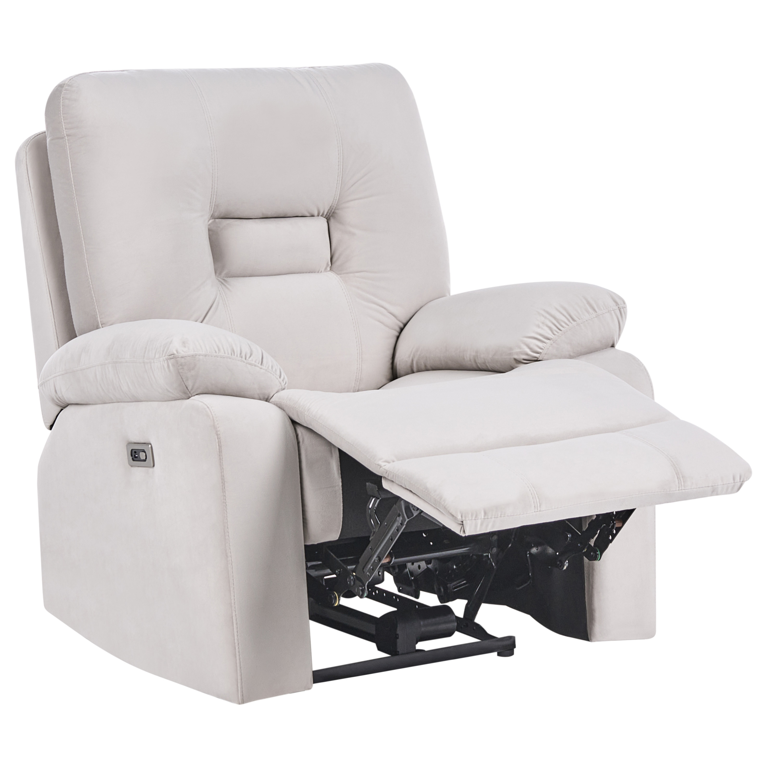 Elektrisk recliner stol BERGEN Inkl. fodstøtte Velour Lys Beige