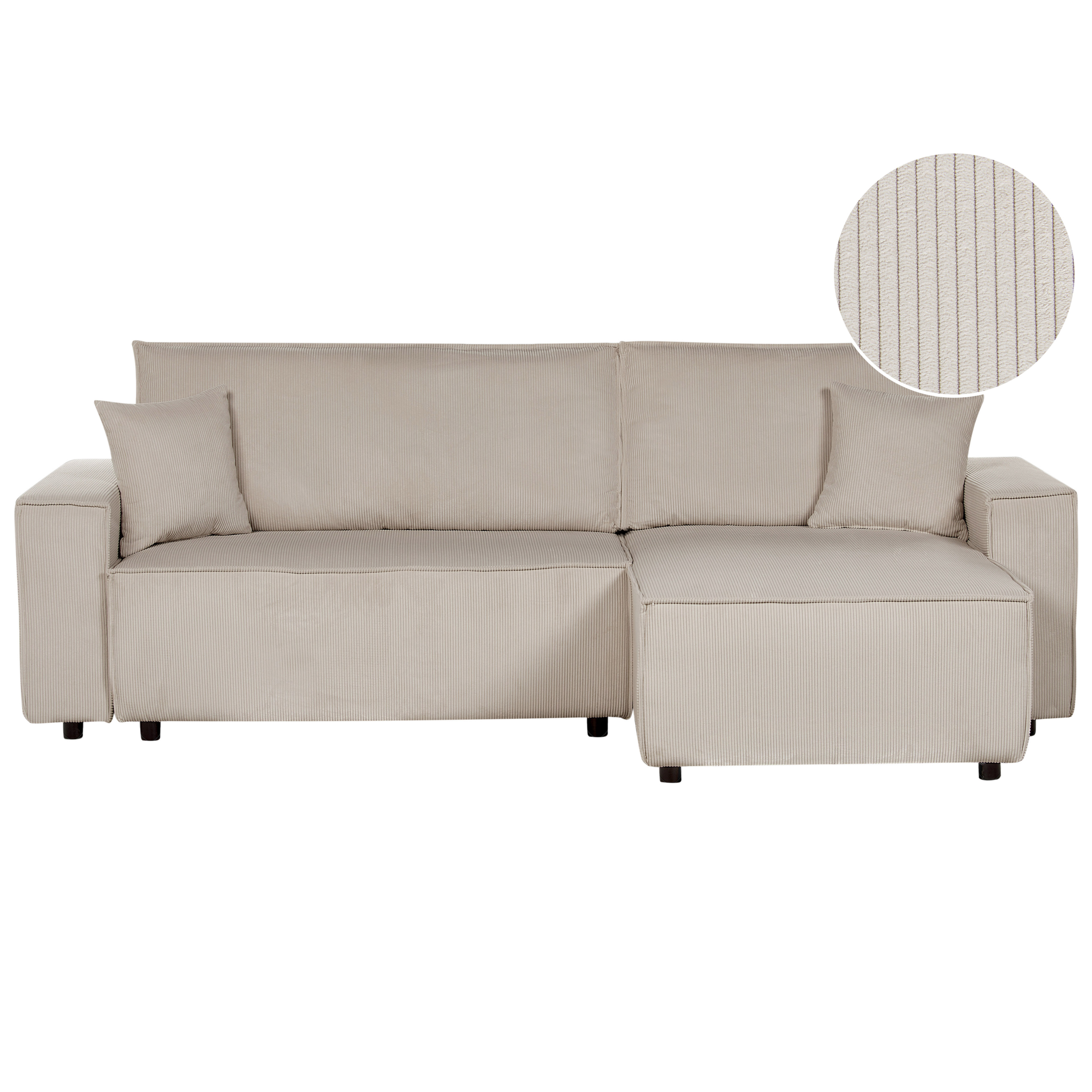 Hjørnesovesofa 3 personers ABACKA Fløjl Beige Venstrevendt