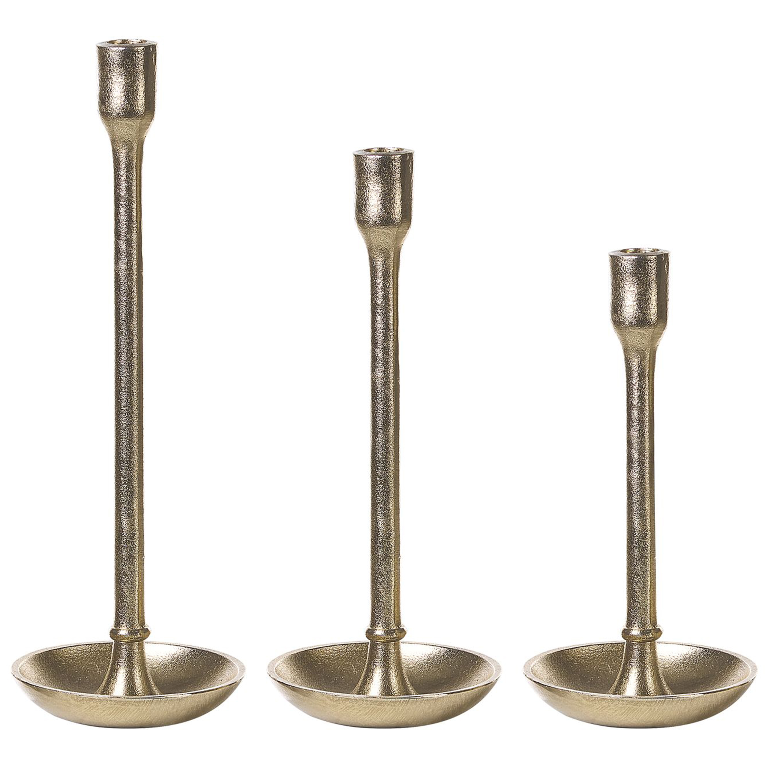 Sæt af 3 lysestager LIWUNG 27/33/38 cm Metal Guld